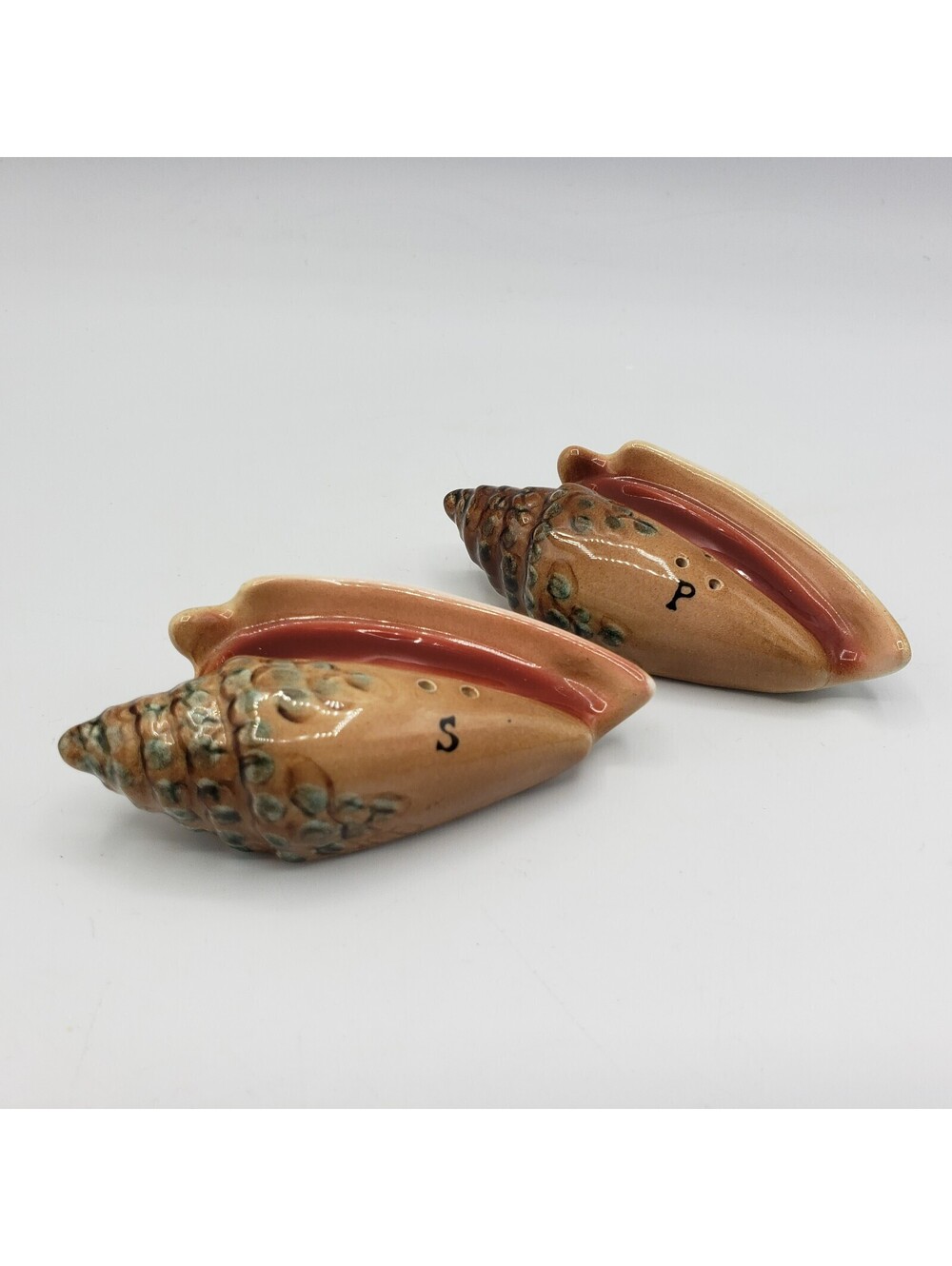 Vintage PY Napco Japan Seashell Salt and Pepper Shakers Conch Ceramic